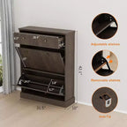 Acekool 42 Wave Panel Shoe Cabinet, Entryway Organizer with 2 Flip Drawers & Top Drawer