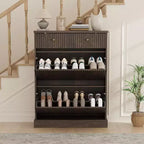 Acekool 42 Wave Panel Shoe Cabinet, Entryway Organizer with 2 Flip Drawers & Top Drawer
