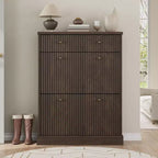 Acekool 42 Wave Panel Shoe Cabinet, Entryway Organizer with 2 Flip Drawers & Top Drawer