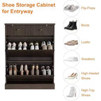 Acekool 42 Wave Panel Shoe Cabinet, Entryway Organizer with 2 Flip Drawers & Top Drawer