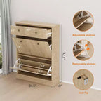 Acekool 42 Wave Panel Shoe Cabinet, Entryway Organizer with 2 Flip Drawers & Top Drawer