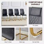 Set of 4 High Back PU Leather Dining Chairs with Metal Legs
