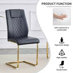 Set of 4 High Back PU Leather Dining Chairs with Metal Legs