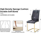 Set of 4 High Back PU Leather Dining Chairs with Metal Legs
