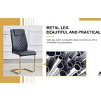 Set of 4 High Back PU Leather Dining Chairs with Metal Legs