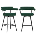 TYBOATLE Set of 2 Modern Swivel Counter Height Bar Stools with Metal Legs and Boucle Fabric Backrest