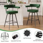 TYBOATLE Set of 2 Modern Swivel Counter Height Bar Stools with Metal Legs and Boucle Fabric Backrest