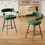 TYBOATLE Set of 2 Modern Swivel Counter Height Bar Stools with Metal Legs and Boucle Fabric Backrest