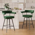 TYBOATLE Set of 2 Modern Swivel Counter Height Bar Stools with Metal Legs and Boucle Fabric Backrest