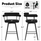 TYBOATLE Set of 2 Modern Swivel Counter Height Bar Stools with Metal Legs and Boucle Fabric Backrest