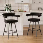 TYBOATLE Set of 2 Modern Swivel Counter Height Bar Stools with Metal Legs and Boucle Fabric Backrest