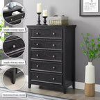 5-Drawer Dresser Chest, Farmhouse Style, Anti-Tip, for Bedroom or Living Room