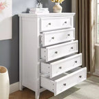 5-Drawer Dresser Chest, Farmhouse Style, Anti-Tip, for Bedroom or Living Room