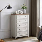 5-Drawer Dresser Chest, Farmhouse Style, Anti-Tip, for Bedroom or Living Room