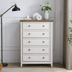 5-Drawer Dresser Chest, Farmhouse Style, Anti-Tip, for Bedroom or Living Room