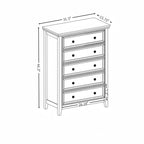 5-Drawer Dresser Chest, Farmhouse Style, Anti-Tip, for Bedroom or Living Room