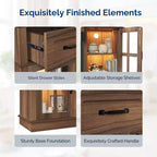 70-Inch Farmhouse TV Stand with Electric Fireplace, Glass Doors, Adjustable Shelves