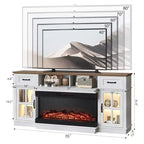 70-Inch Farmhouse TV Stand with Electric Fireplace, Glass Doors, Adjustable Shelves