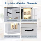 70-Inch Farmhouse TV Stand with Electric Fireplace, Glass Doors, Adjustable Shelves