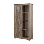74 Tall Farmhouse Storage Cabinet, Rustic Engineered Wood Kitchen Pantry with Barn Door Style X-Door and Open Shelves - Panipeachy