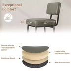 Set of 2 Counter Height Faux Leather Bar Stools with Footrest, Metal Legs