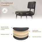 Set of 2 Counter Height Faux Leather Bar Stools with Footrest, Metal Legs