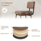 Set of 2 Counter Height Faux Leather Bar Stools with Footrest, Metal Legs