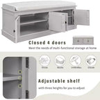 43-Inch Upholstered Entryway Storage Bench with 4 Doors and Adjustable Shelf