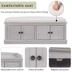 43-Inch Upholstered Entryway Storage Bench with 4 Doors and Adjustable Shelf