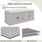 43-Inch Upholstered Entryway Storage Bench with 4 Doors and Adjustable Shelf