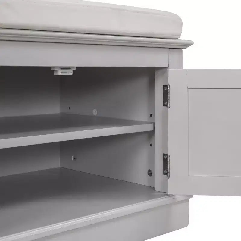 43-Inch Upholstered Entryway Storage Bench with 4 Doors and Adjustable Shelf