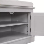 43-Inch Upholstered Entryway Storage Bench with 4 Doors and Adjustable Shelf