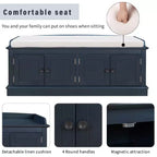 43-Inch Upholstered Entryway Storage Bench with 4 Doors and Adjustable Shelf