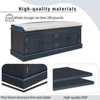 43-Inch Upholstered Entryway Storage Bench with 4 Doors and Adjustable Shelf