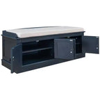 43-Inch Upholstered Entryway Storage Bench with 4 Doors and Adjustable Shelf