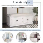43-Inch Upholstered Entryway Storage Bench with 4 Doors and Adjustable Shelf