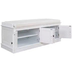 43-Inch Upholstered Entryway Storage Bench with 4 Doors and Adjustable Shelf
