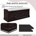 43-Inch Upholstered Entryway Storage Bench with 4 Doors and Adjustable Shelf