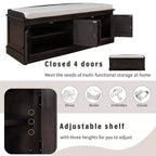 43-Inch Upholstered Entryway Storage Bench with 4 Doors and Adjustable Shelf