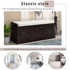 43-Inch Upholstered Entryway Storage Bench with 4 Doors and Adjustable Shelf