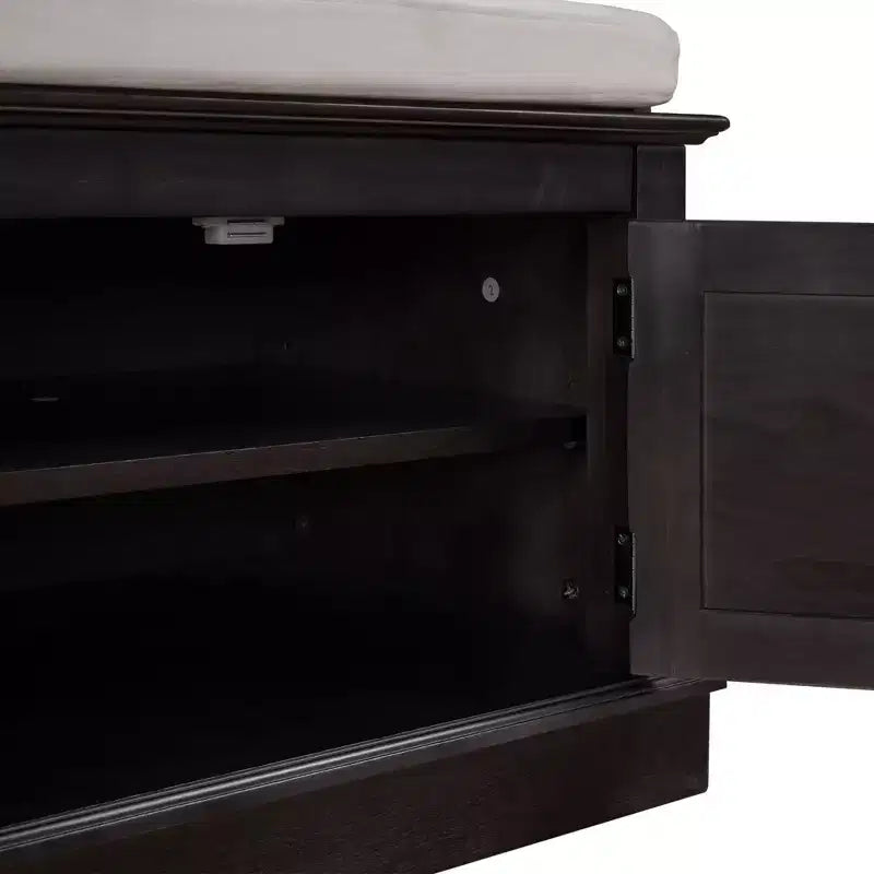 43-Inch Upholstered Entryway Storage Bench with 4 Doors and Adjustable Shelf
