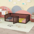 Bellemave Twin Floor Bed with Fence & Door, Solid Walnut Wood, Versatile Kids Play & Sleep Space, Easy Assembly, Sturdy & Safe Design