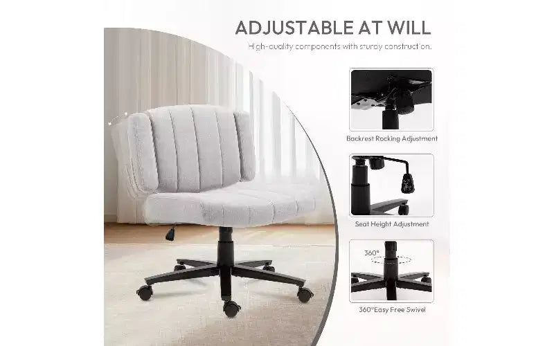 Ergonomic Swivel Office Chair, Extra-Wide Seat, Adjustable Height, Locking Casters
