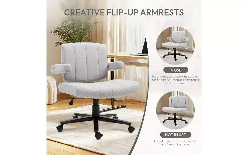 Ergonomic Swivel Office Chair, Extra-Wide Seat, Adjustable Height, Locking Casters