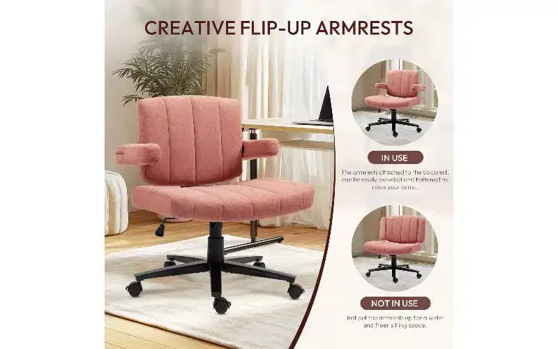 Ergonomic Swivel Office Chair, Extra-Wide Seat, Adjustable Height, Locking Casters