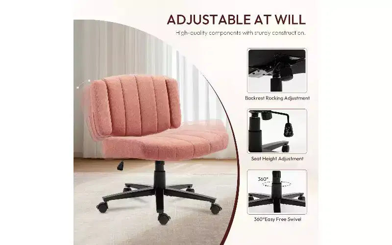 Ergonomic Swivel Office Chair, Extra-Wide Seat, Adjustable Height, Locking Casters