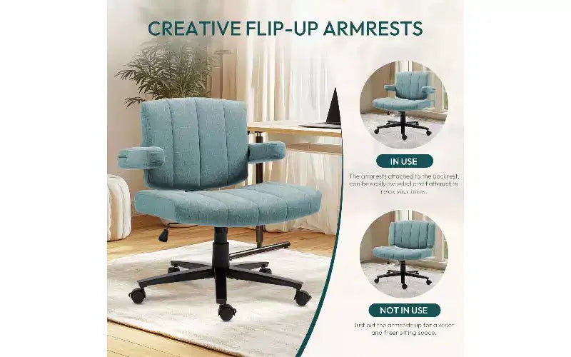 Ergonomic Swivel Office Chair, Extra-Wide Seat, Adjustable Height, Locking Casters