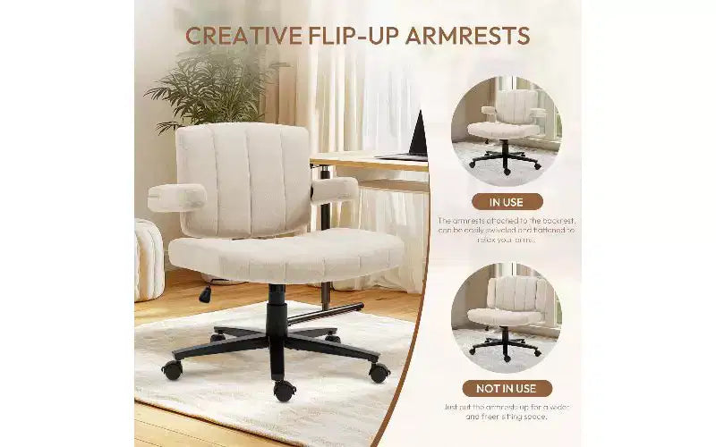 Ergonomic Swivel Office Chair, Extra-Wide Seat, Adjustable Height, Locking Casters