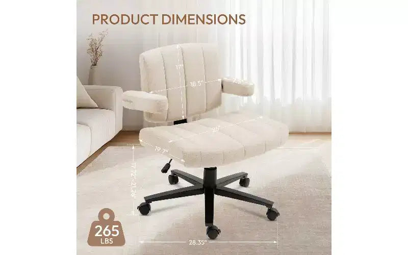 Ergonomic Swivel Office Chair, Extra-Wide Seat, Adjustable Height, Locking Casters