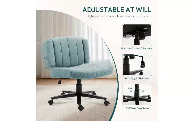 Ergonomic Swivel Office Chair, Extra-Wide Seat, Adjustable Height, Locking Casters